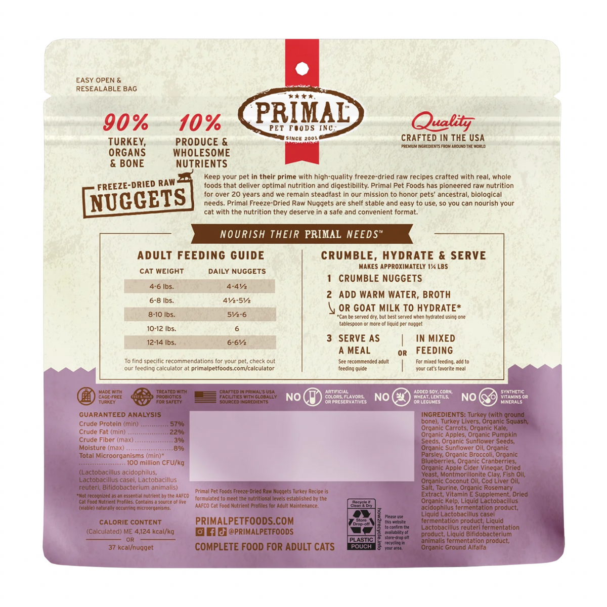 Freeze Dried Cat Food - Turkey Dinner Nuggets - Adult