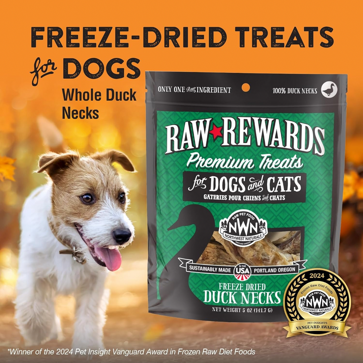 Freeze Dried Treat for Dogs & Cats - RAW REWARDS - Duck Necks - 5 oz