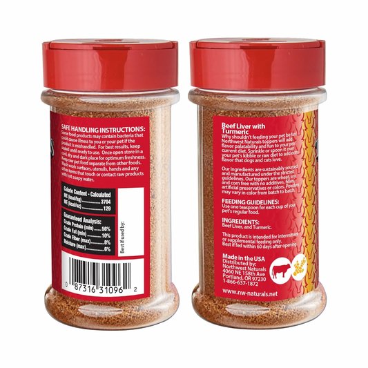 Feeze Dried FUNCTIONAL Food Topper for Dogs & Cats - Beef Liver with Turmeric - 4.5 oz