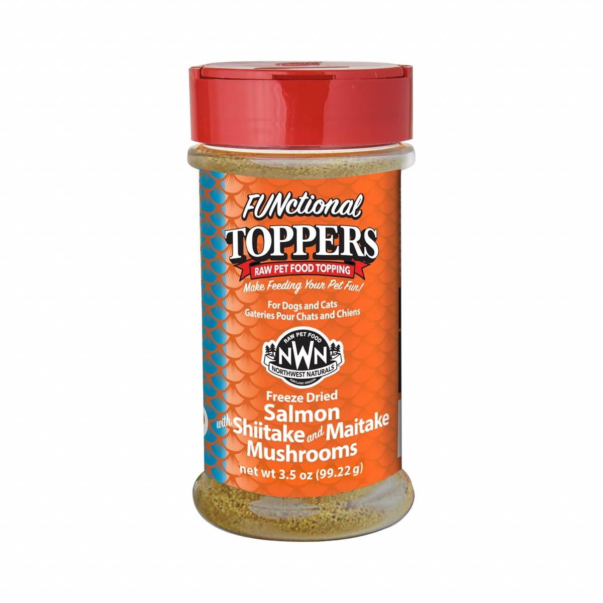 Feeze Dried FUNCTIONAL Food Topper for Dogs & Cats - Salmon with Shiitake and Maitake Mushrooms - 3.5 oz
