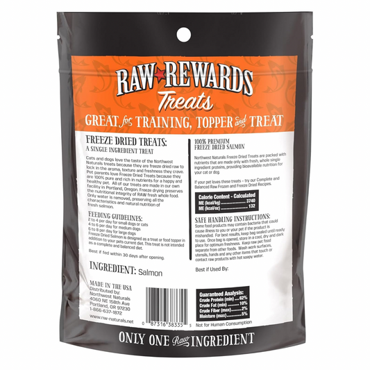 Freeze Dried Treat for Dogs & Cats - RAW REWARDS - Salmon - 2.5 oz