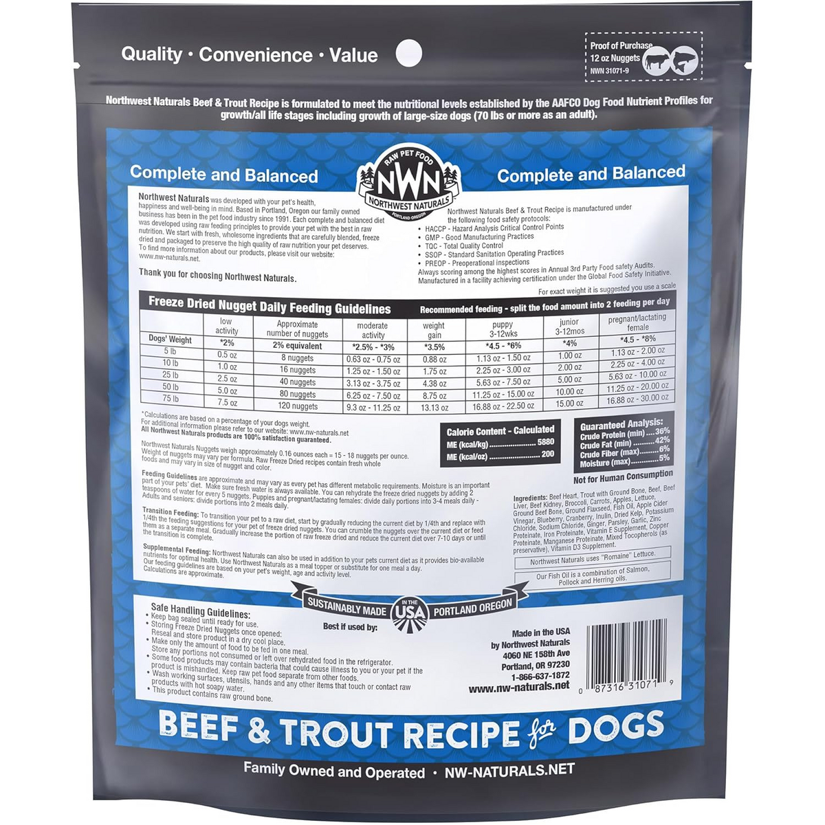 Freeze Dried Dog Food - Nuggets - Beef & Trout Recipe