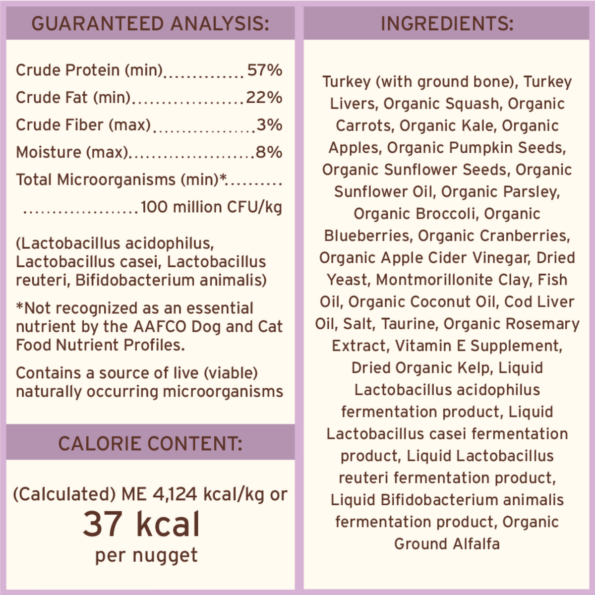 Freeze Dried Cat Food - Turkey Dinner Nuggets - Adult