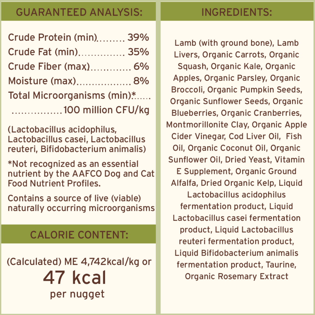 Freeze Dried Dog Food - Lamb Dinner Nuggets - Adult
