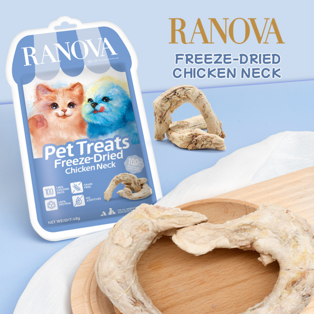Freeze Dried Dog & Cat Treat - Freeze Dried Whole Chicken Neck