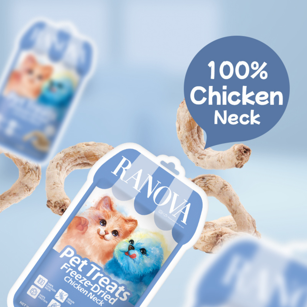 Freeze Dried Dog & Cat Treat - Freeze Dried Whole Chicken Neck
