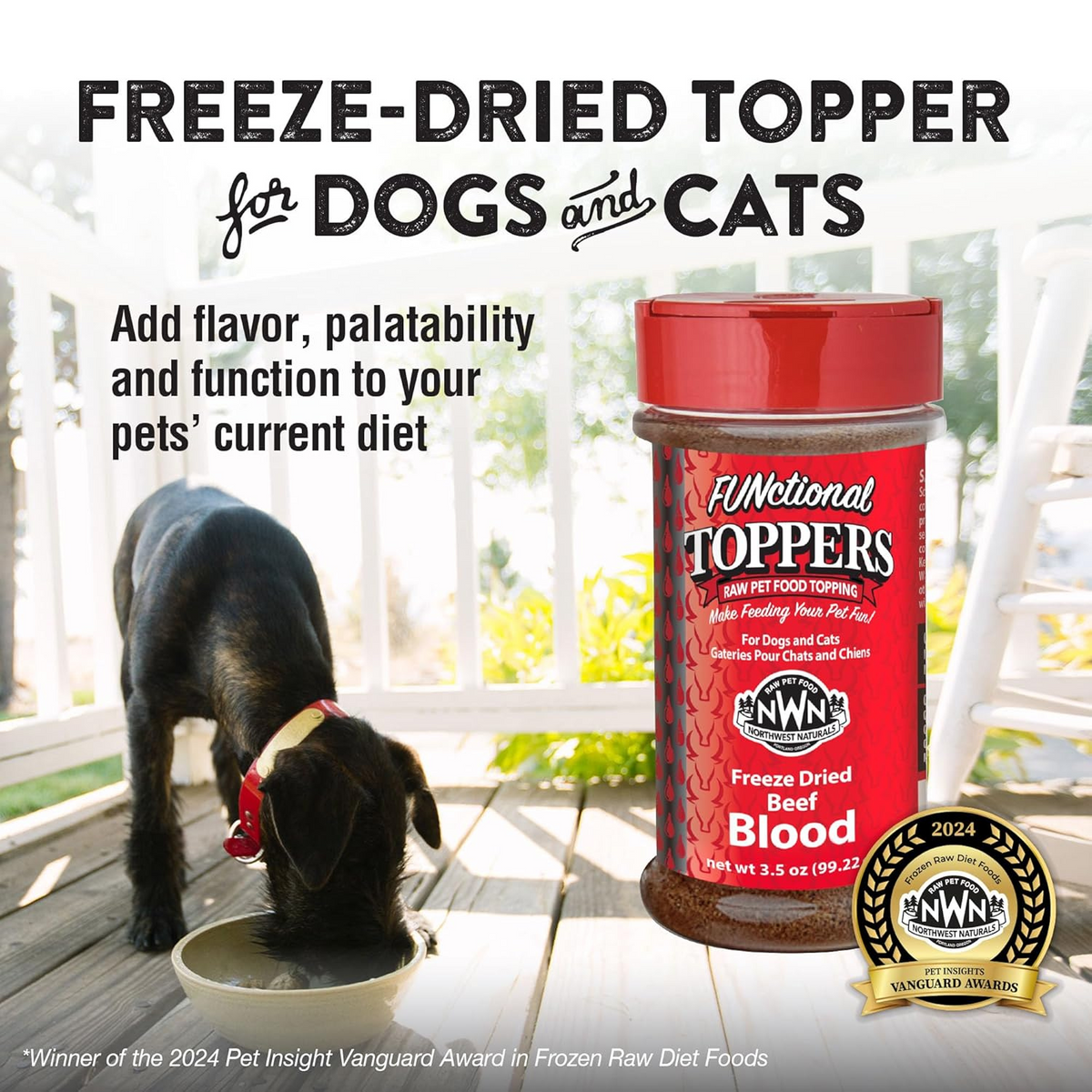 Feeze Dried FUNCTIONAL Food Topper for Dogs & Cats - Beef Blood - 3.5 oz