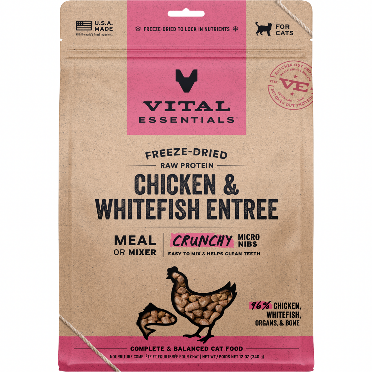 Freeze Dried Cat Food - Crunchy Micro Nibs - Chicken & Whitefish