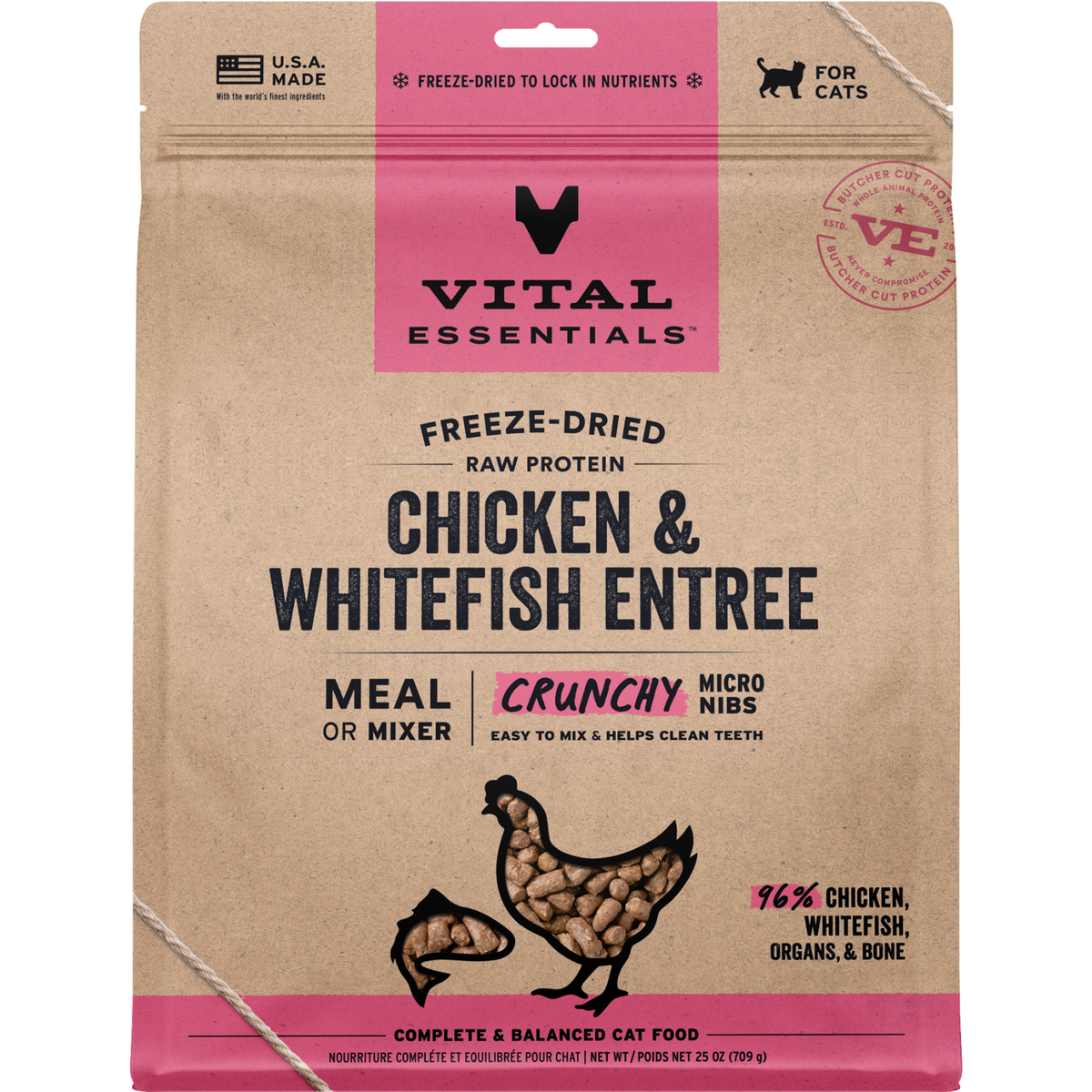 Freeze Dried Cat Food - Crunchy Micro Nibs - Chicken & Whitefish