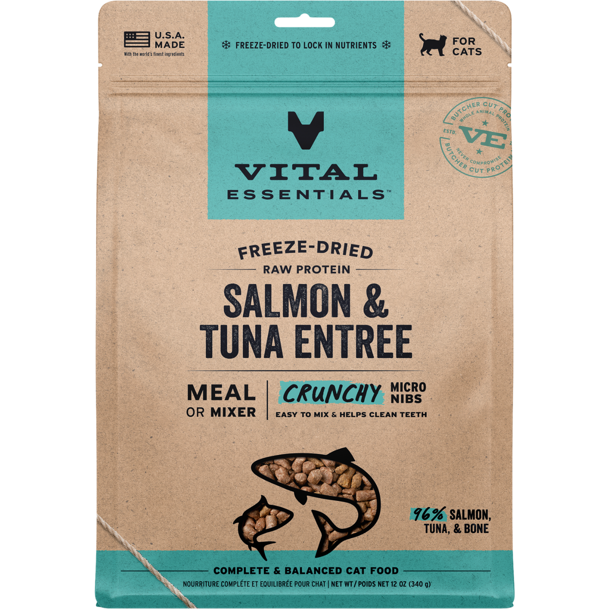 Freeze Dried Cat Food - Crunchy Micro Nibs - Salmon & Tuna