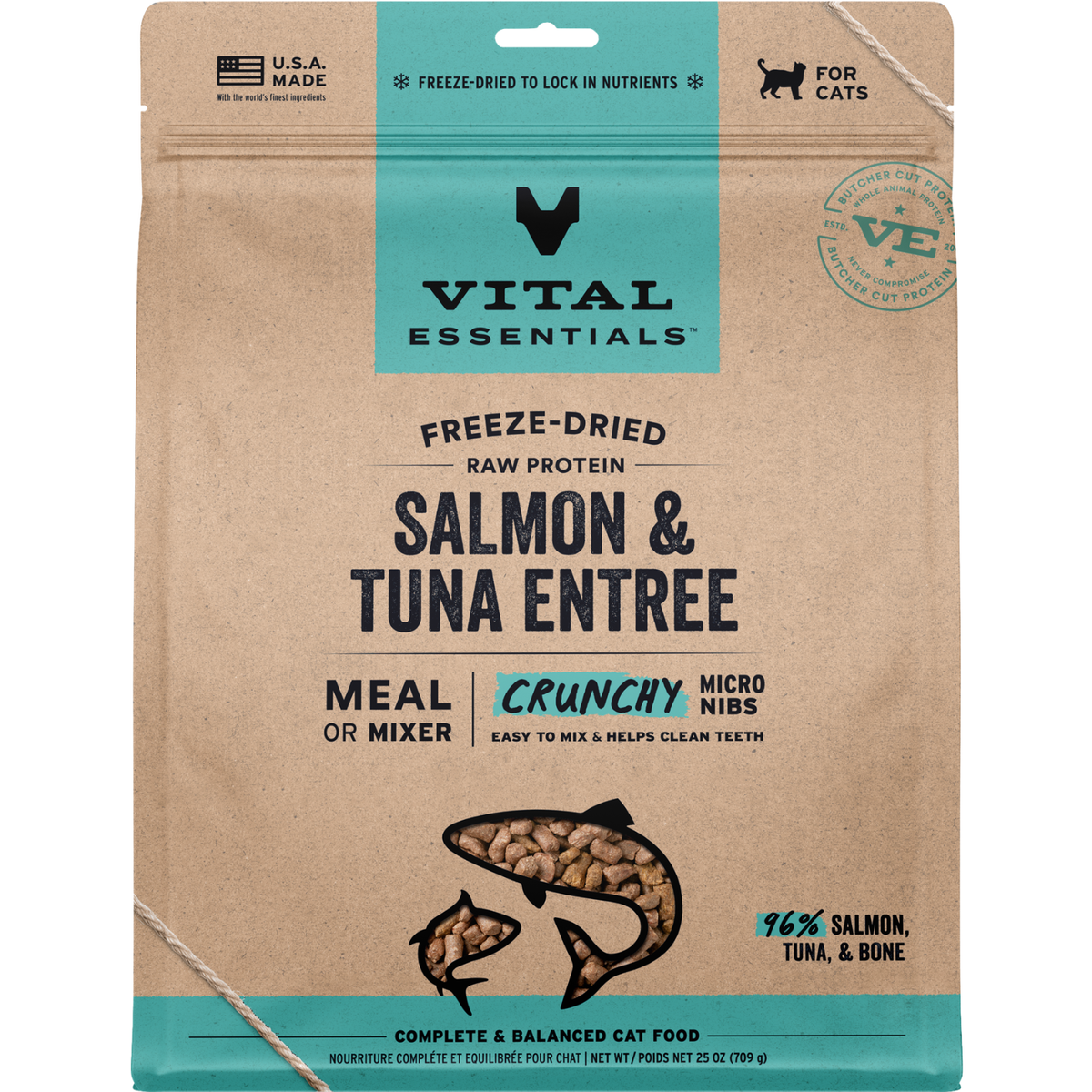 Freeze Dried Cat Food - Crunchy Micro Nibs - Salmon & Tuna