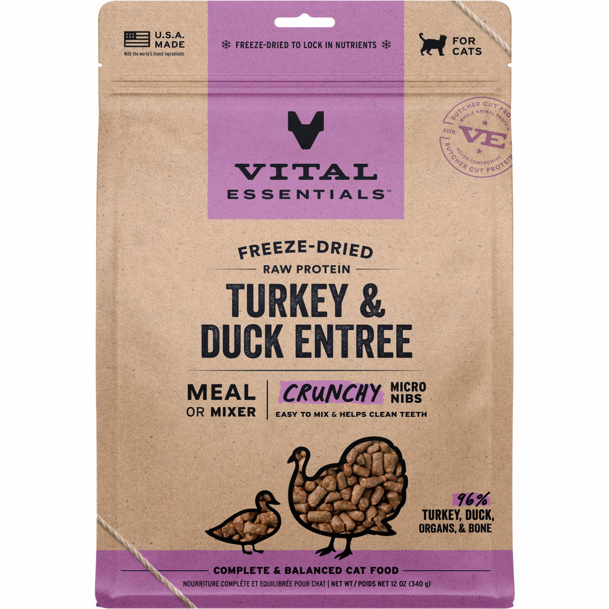 Freeze Dried Cat Food - Crunchy Micro Nibs - Turkey & Duck