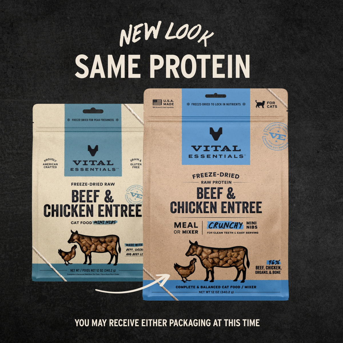 Freeze Dried Cat Food - Crunchy Mini Nibs - Beef & Chicken