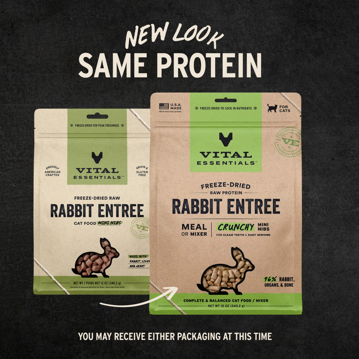 Freeze Dried Cat Food - Crunchy Mini Nibs - Rabbit