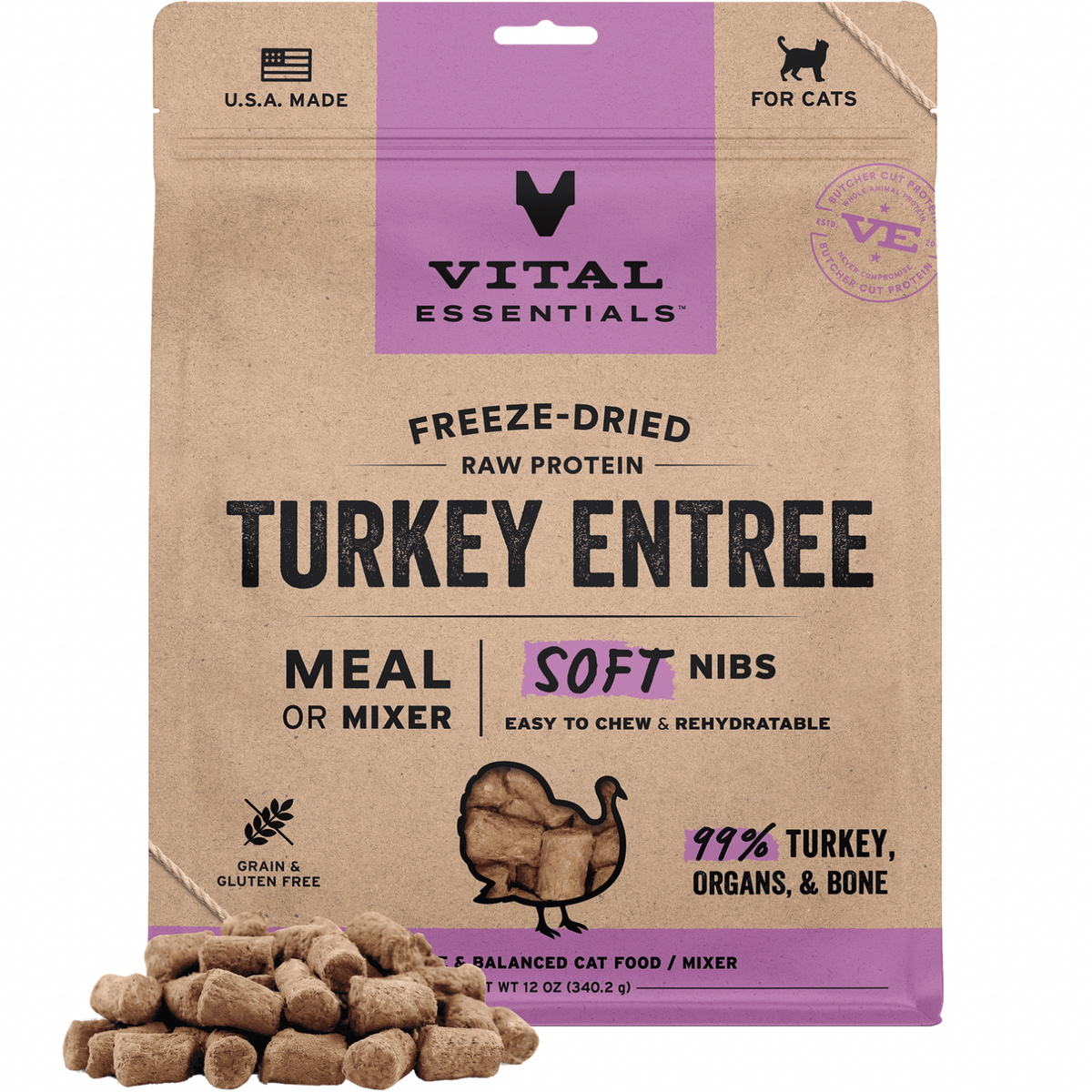 Freeze Dried Cat Food - Soft Nibs - Turkey