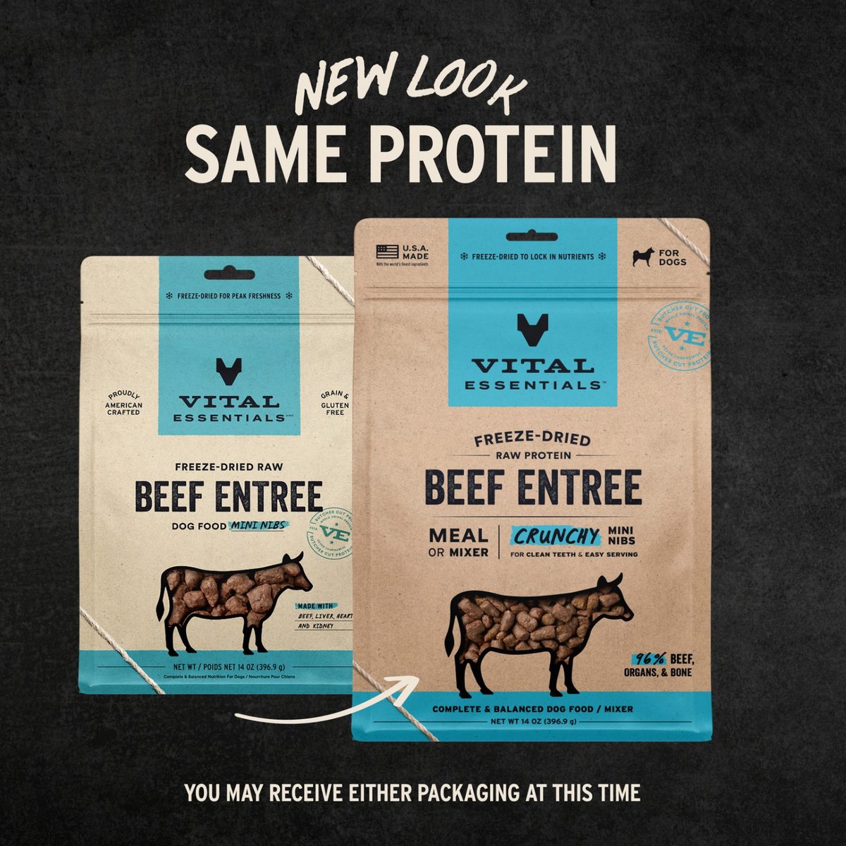 Freeze Dried Dog Food - Crunchy Mini Nibs - Beef