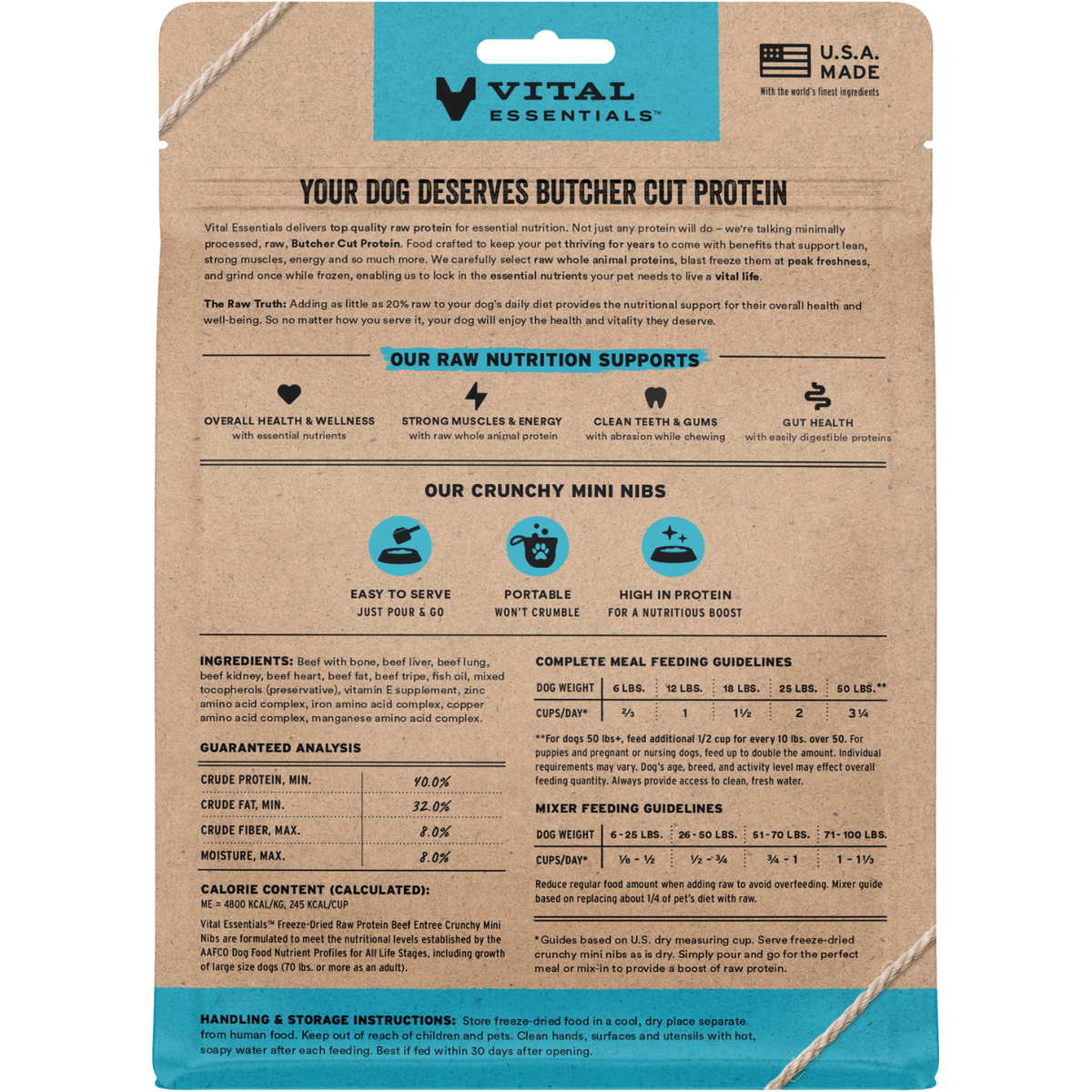 Freeze Dried Dog Food - Crunchy Mini Nibs - Beef