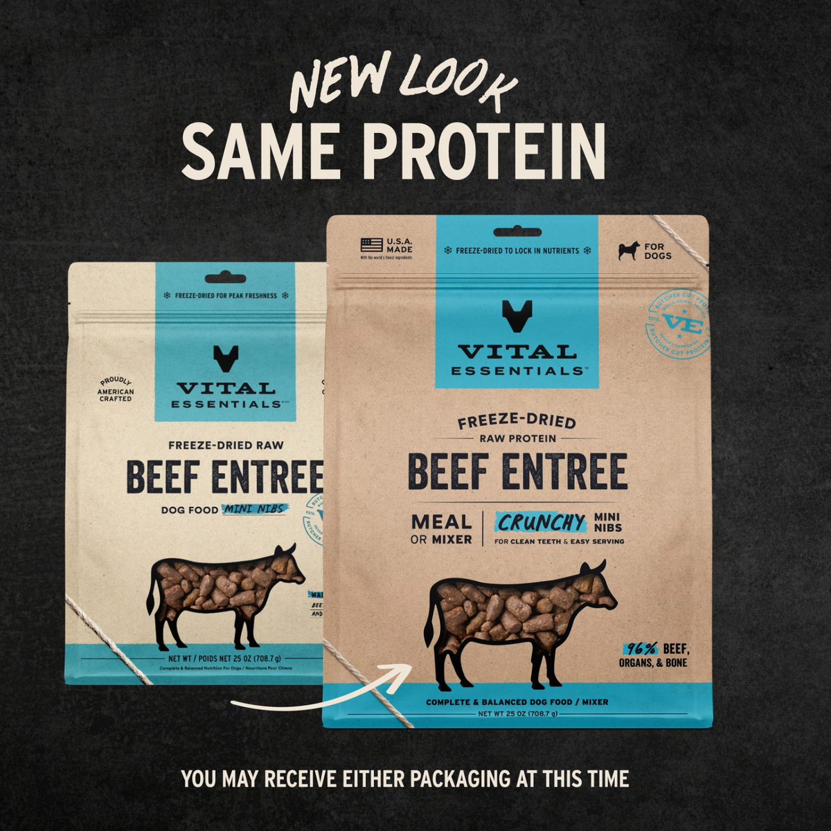 Freeze Dried Dog Food - Crunchy Mini Nibs - Beef