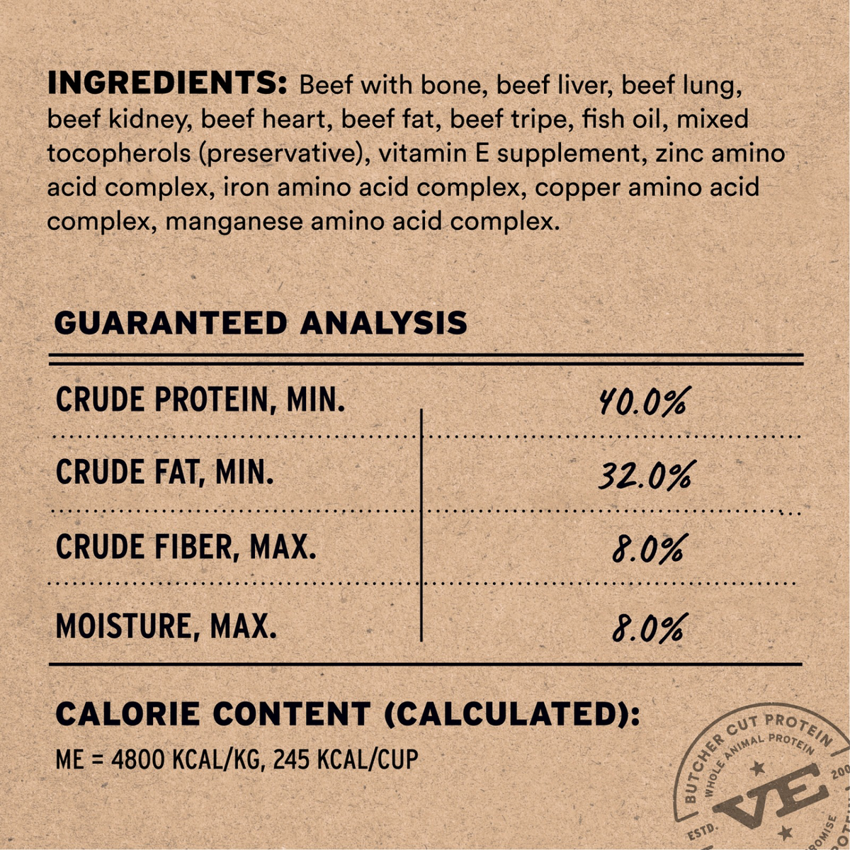 Freeze Dried Dog Food - Crunchy Nibs - Beef