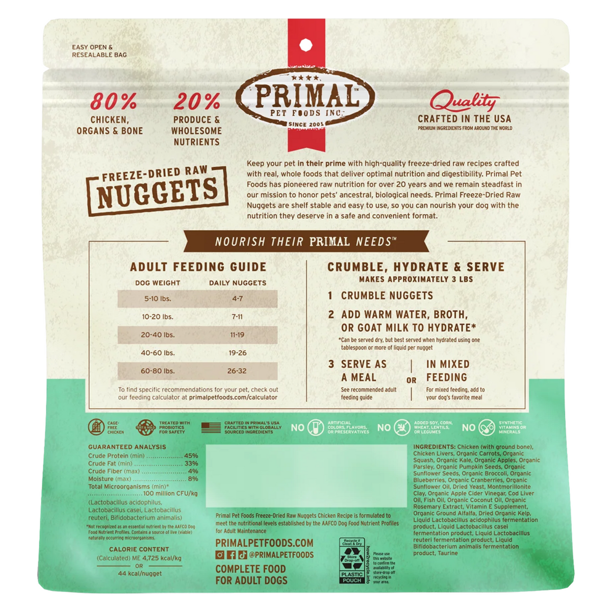 Freeze Dried Dog Food - Chicken Dinner Nuggets - Adult