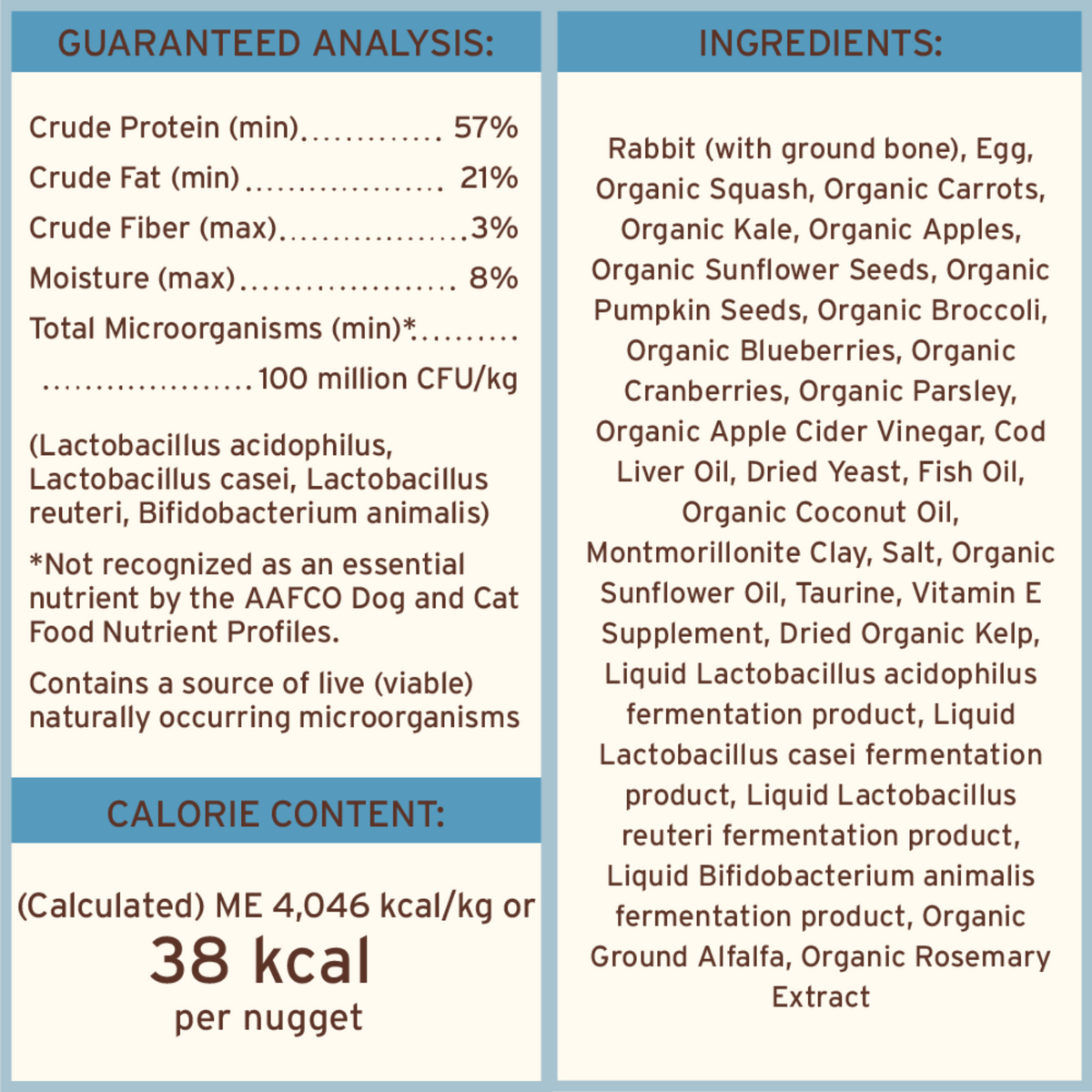 Freeze Dried Cat Food - Rabbit Dinner Nuggets - Adult