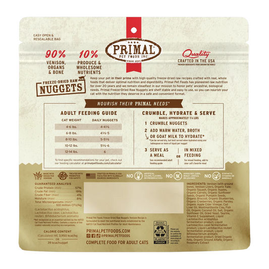 Freeze Dried Cat Food - Venison Dinner Nuggets - Adult