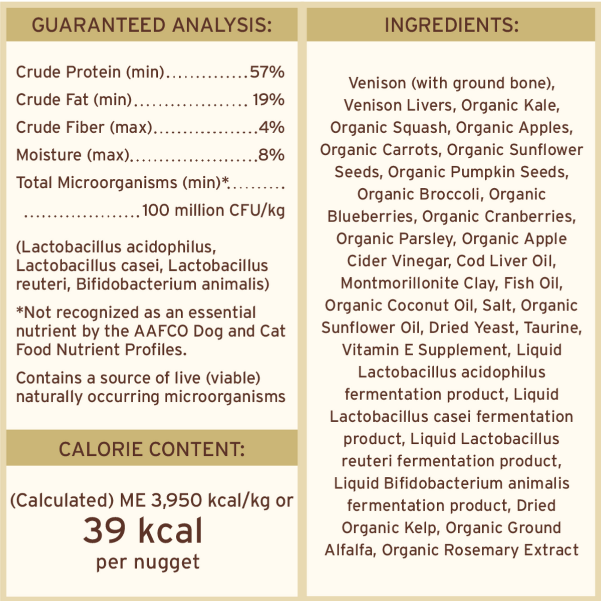 Freeze Dried Cat Food - Venison Dinner Nuggets - Adult