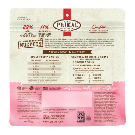 Freeze Dried Cat Food - Beef & Salmon Dinner Nuggets - Adult