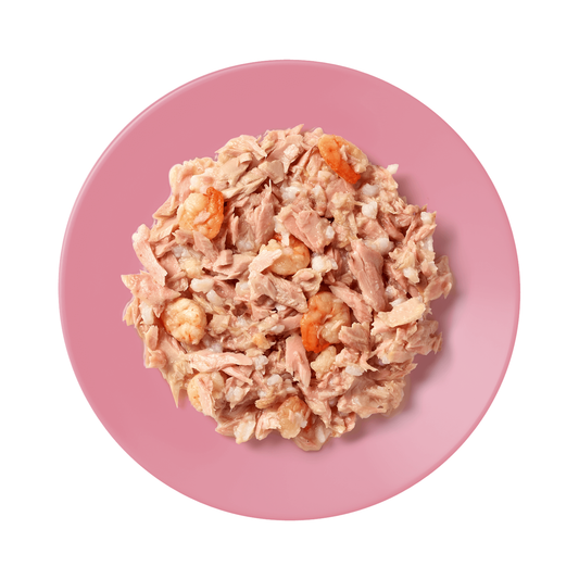 Side Dish Cat Treat - Tuna Fillet & Shrimp Recipe in Broth