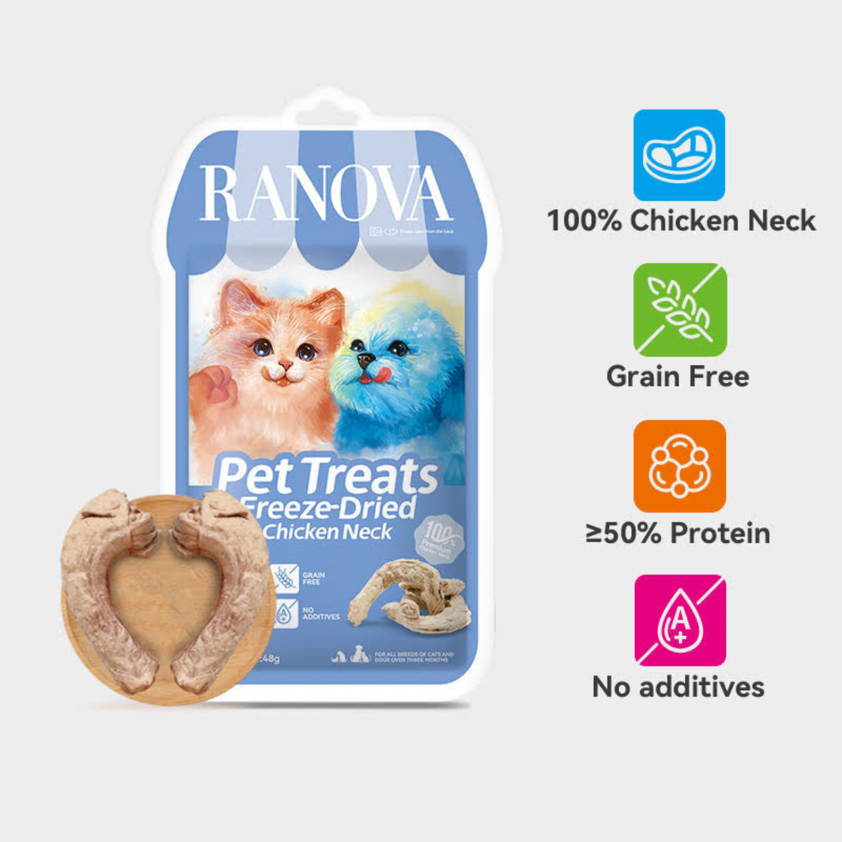 Freeze Dried Dog & Cat Treat - Freeze Dried Whole Chicken Neck