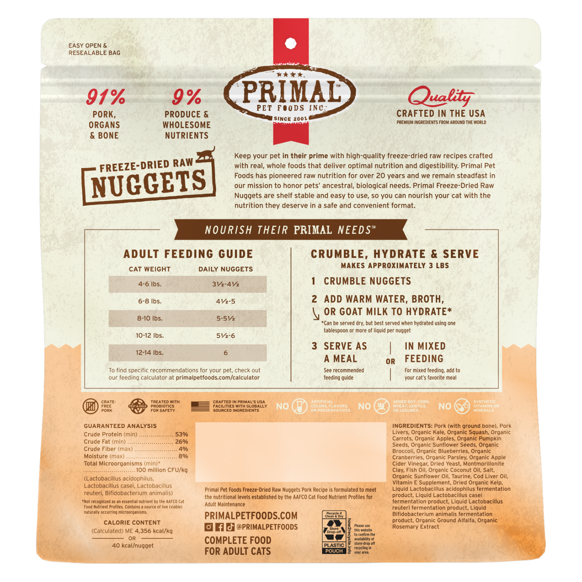 Freeze Dried Cat Food - Pork Dinner Nuggets - Adult