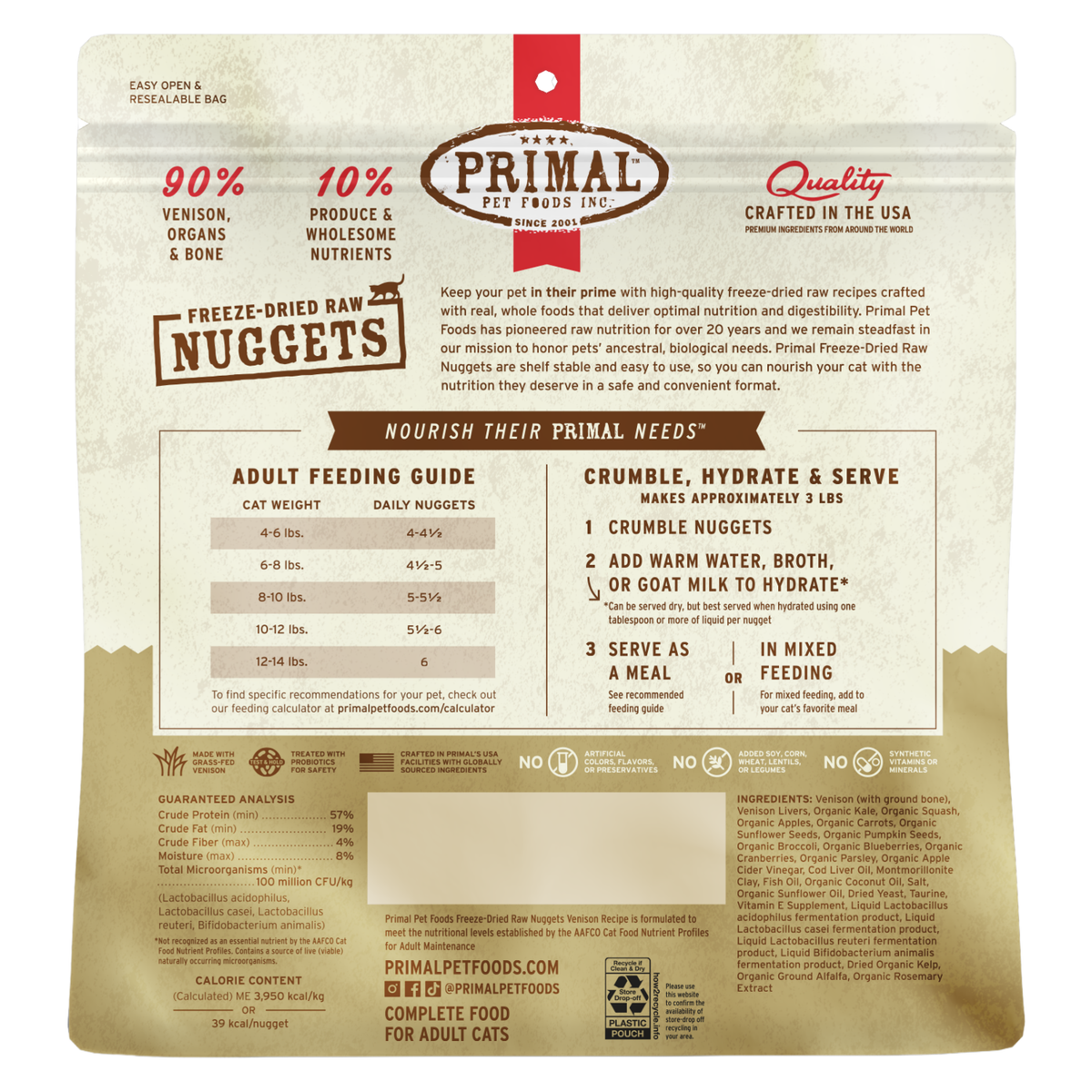 Freeze Dried Cat Food - Venison Dinner Nuggets - Adult
