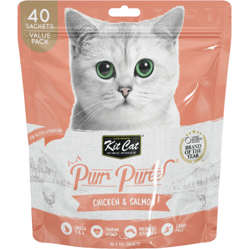 Cat Treat - Purr Purée - Value Pack - Chicken & Salmon - 15 g sachet, pack of 40