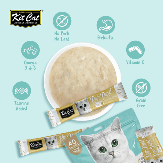 Cat Treat - Purr Purée - Value Pack - Tuna & Fiber (Hairball) - 15 g sachet, pack of 40