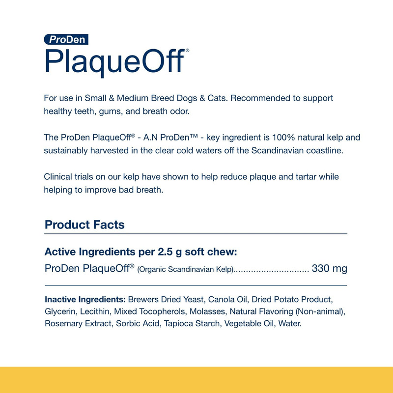 Dog & Cat Dental Care - PlaqueOff Soft Chews For Small & Medium Breed Dogs and Cats