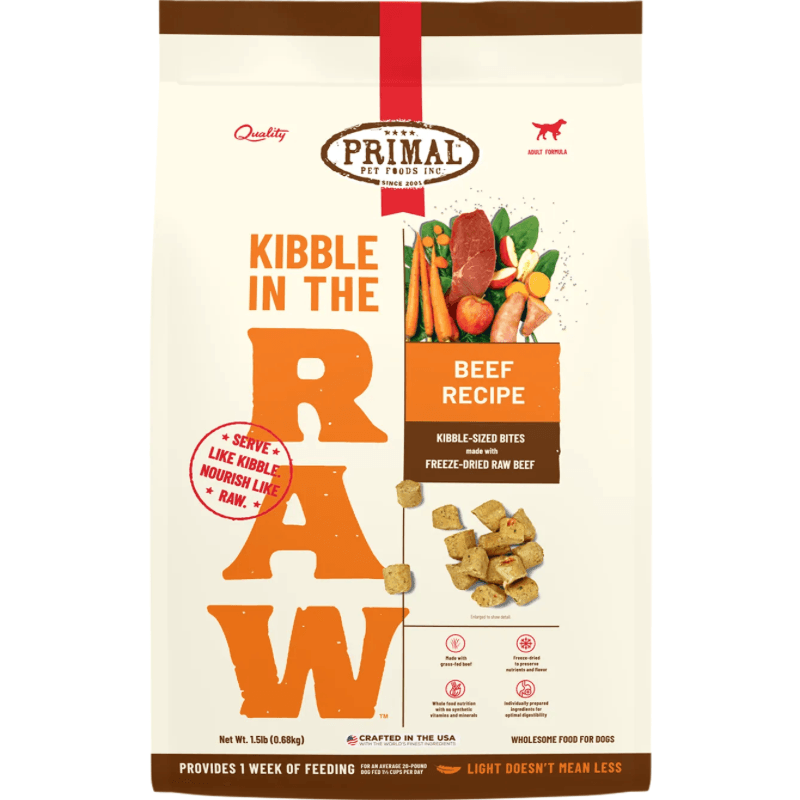 Freeze Dried Dog Food - KIBBLE IN THE RAW - Beef Recipe with Organic Vegetables