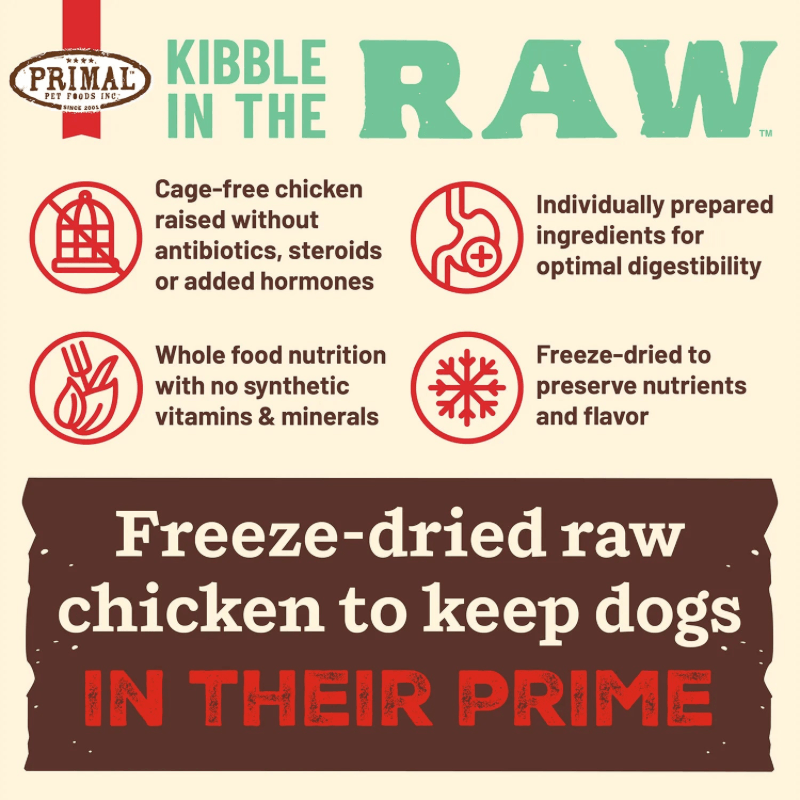 Freeze Dried Dog Food - KIBBLE IN THE RAW - Chicken Recipe with Organic Vegetables
