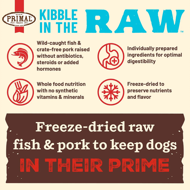 Freeze Dried Dog Food - KIBBLE IN THE RAW - Fish & Pork Recipe with Organic Vegetables