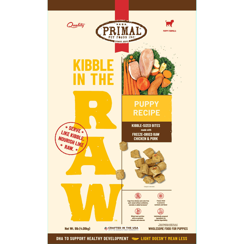 Freeze Dried Dog Food - KIBBLE IN THE RAW - PUPPY Recipe with Organic Vegetables