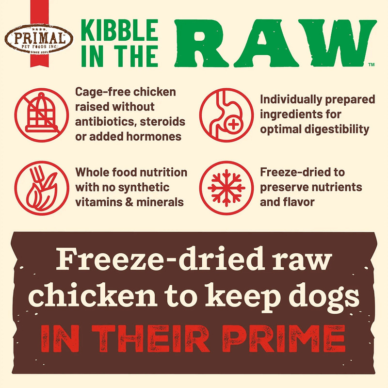 Freeze Dried Dog Food - KIBBLE IN THE RAW - SMALL BREED Chicken Recipe with Organic Vegetables