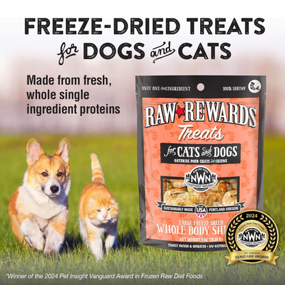 Freeze Dried Treat for Dogs & Cats - RAW REWARDS - Whole Baby Shrimp - 1 oz