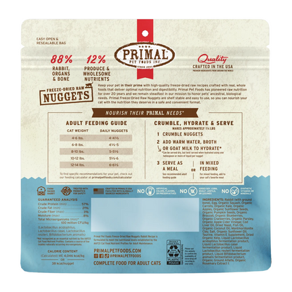 Freeze Dried Cat Food - Rabbit Dinner Nuggets - Adult