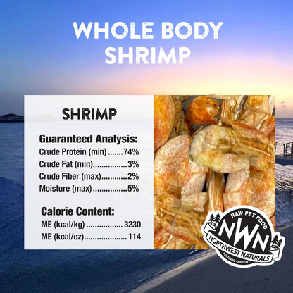 Freeze Dried Treat for Dogs & Cats - RAW REWARDS - Whole Baby Shrimp - 1 oz