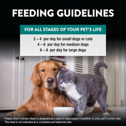 Freeze Dried Treat for Dogs & Cats - RAW REWARDS - Chicken Heart