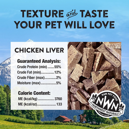 Freeze Dried Treat for Dogs & Cats - RAW REWARDS - Chicken Liver - 3 oz