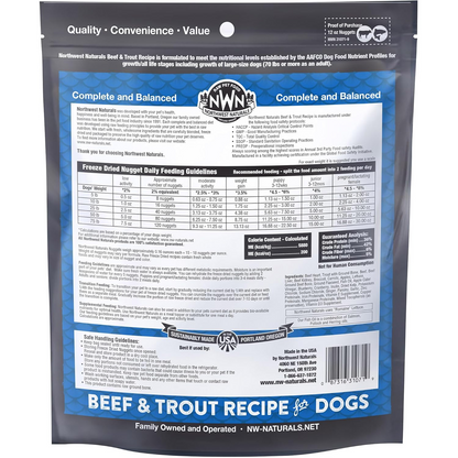Freeze Dried Dog Food - Nuggets - Beef & Trout Recipe