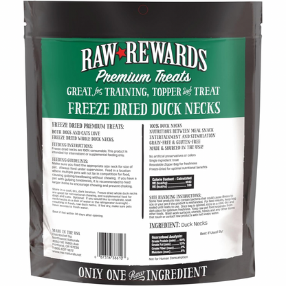 Freeze Dried Treat for Dogs & Cats - RAW REWARDS - Duck Necks - 5 oz