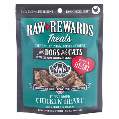 Freeze Dried Treat for Dogs & Cats - RAW REWARDS - Chicken Heart