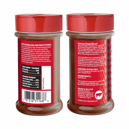 Feeze Dried FUNCTIONAL Food Topper for Dogs & Cats - Beef Blood - 3.5 oz
