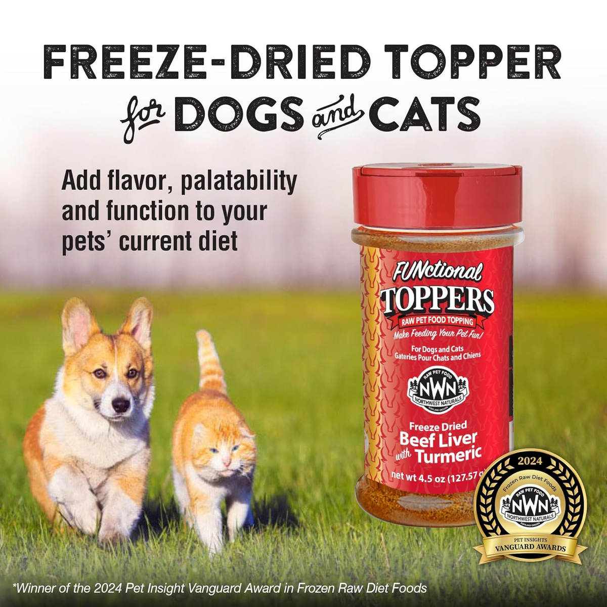 Feeze Dried FUNCTIONAL Food Topper for Dogs & Cats - Beef Liver with Turmeric - 4.5 oz